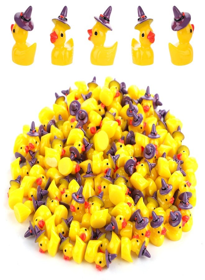 XIHIRCD 100pcs Mini Resin Ducks Bulk, Miniature Halloween Ducks Small Witch Hat Resin Duck Figurine Tiny Resin Ducks for Crafts School Halloween Decoration (1 Style) - Image 1